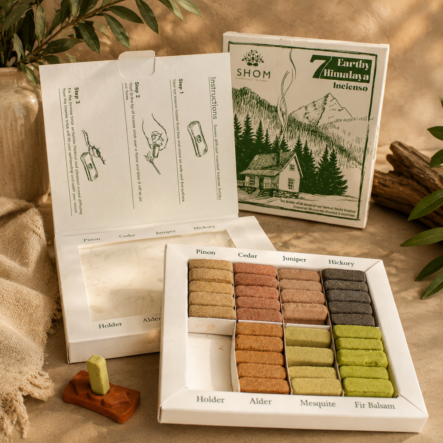 Natural Incense Smudge Bricks and Burner