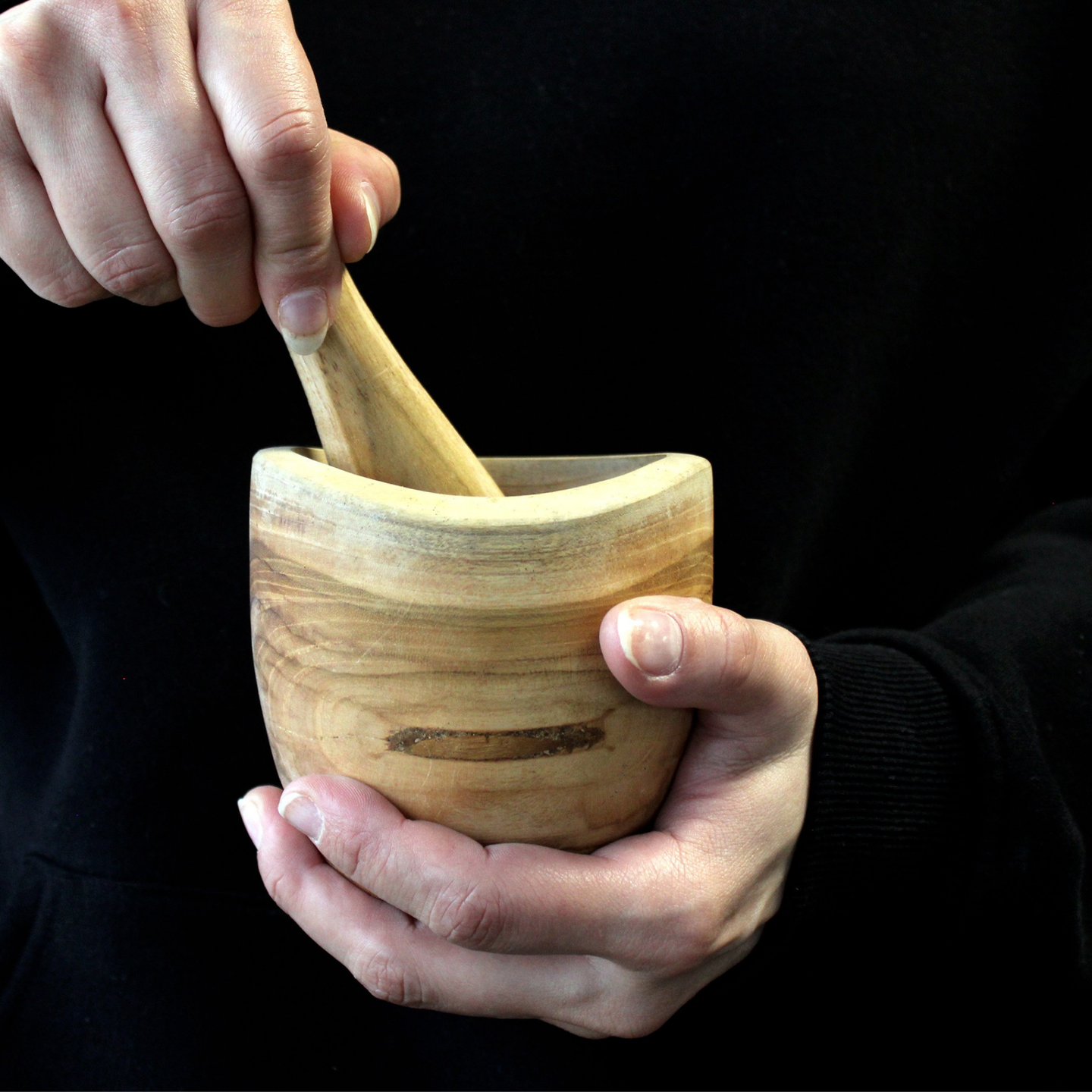 Teak wood pestle and mortar