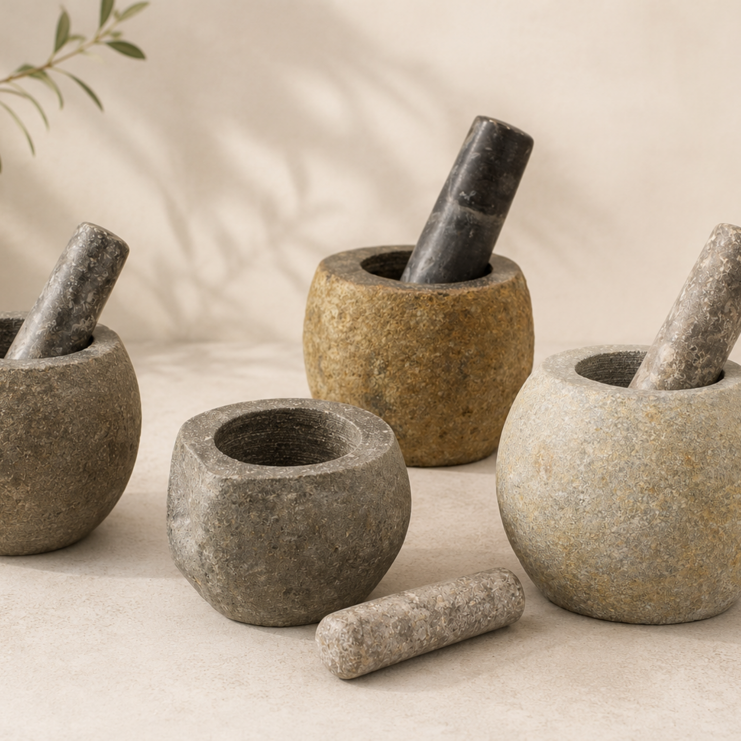 Natural Riverstone Pestle & Mortars