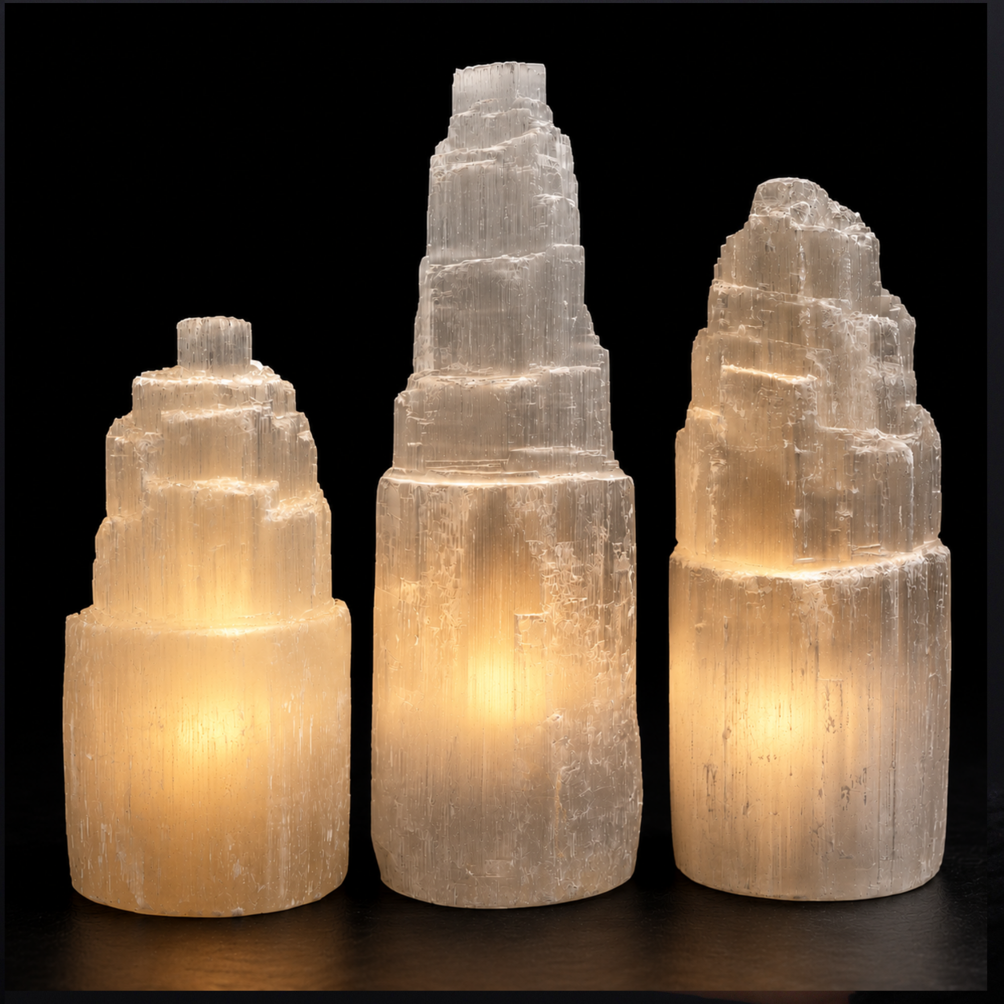 Selenite Tower Lamps