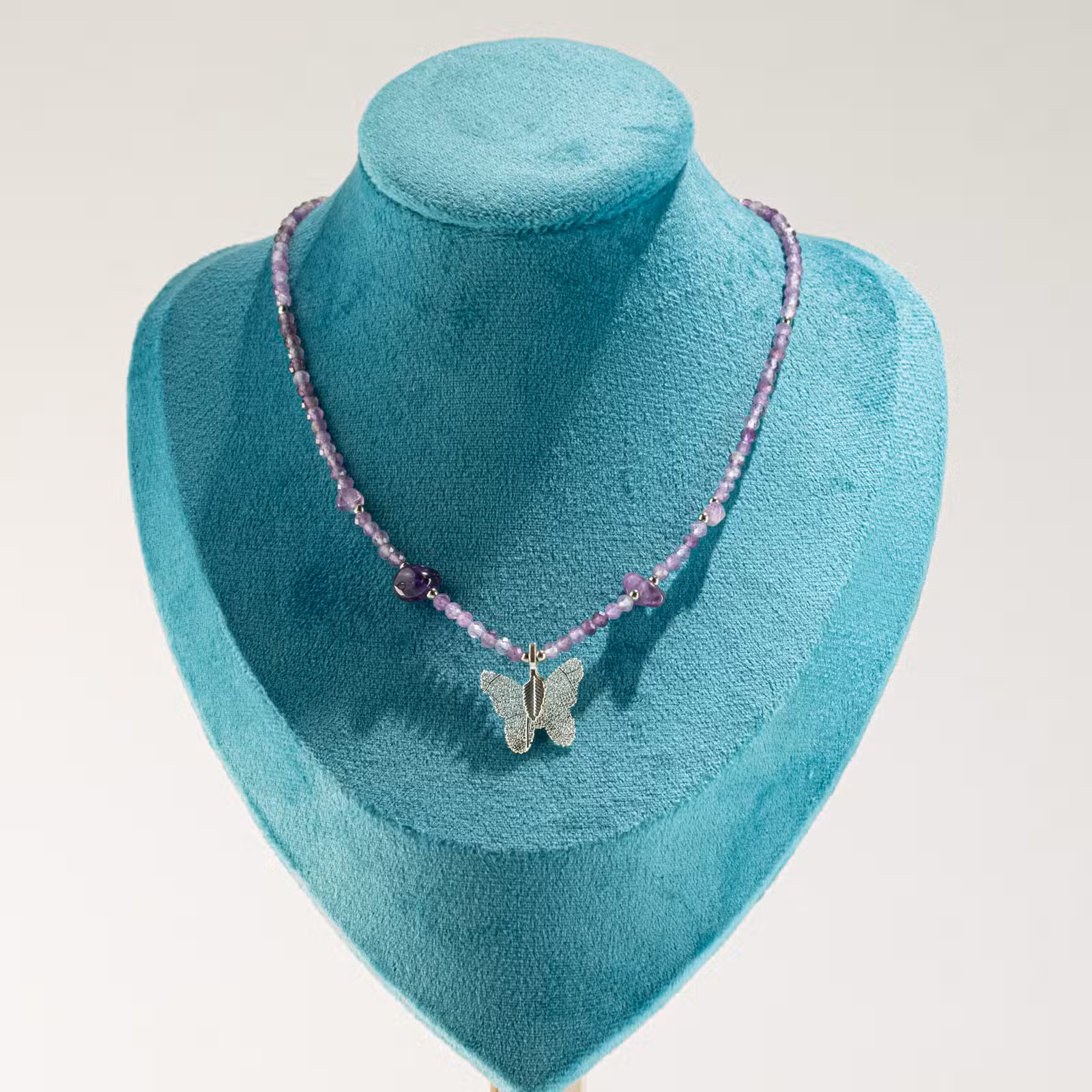 Nymph Real Leaf Gemstone Necklaces