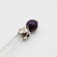 Celestial Prism Wand - Amethyst Moving Crystal Sphere Quartz Stem - 12cm