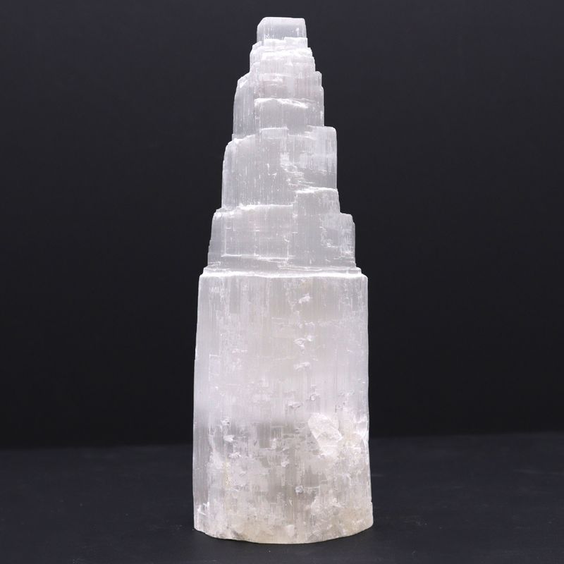 Natural Selenite Tower Lamp - 25 cm