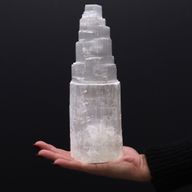 Natural Selenite Tower Lamp - 25 cm