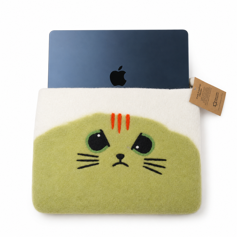 Felt Laptop Pouch (upto 14") - Grumpy Cat