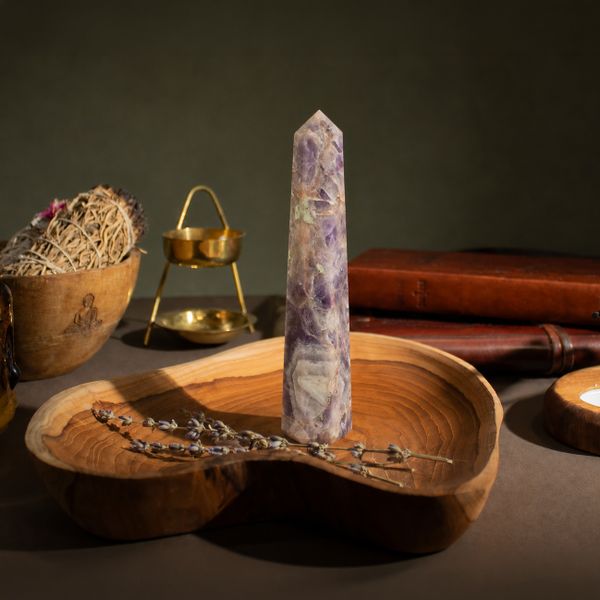 Gemstone Six Face Obelisk Point approx 17cm - Amethyst