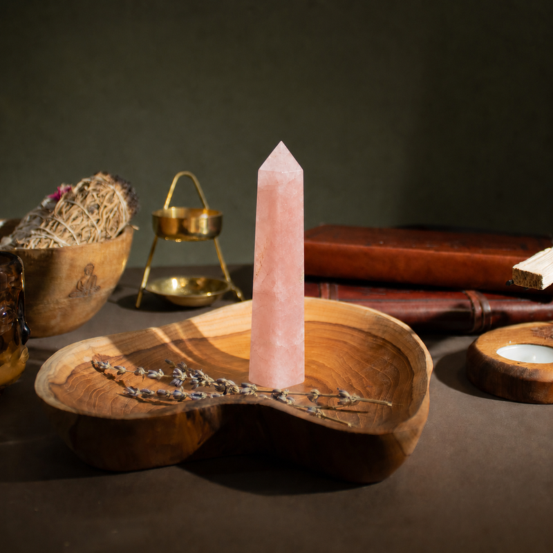 Gemstone Six Face Obelisk Points approx 17cm - Rose Quartz