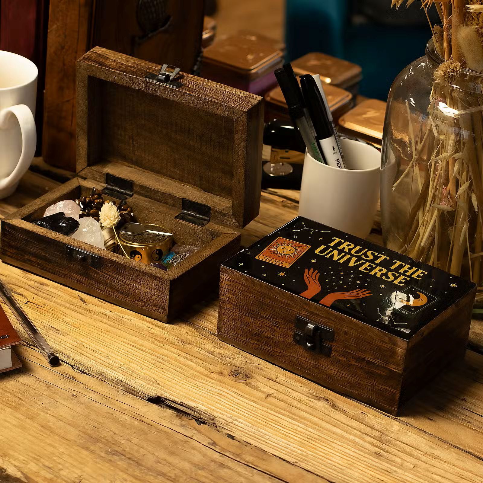 Enamelled Wooden Boxes