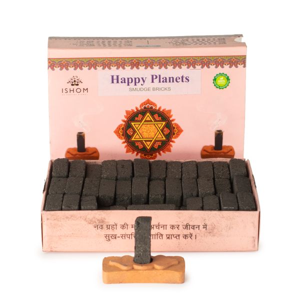 Pack of 104 Natural Incense Smudge Bricks and Burner - Happy Planets - Ritual Bricks