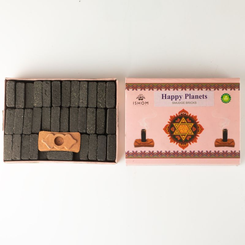 Pack of 104 Natural Incense Smudge Bricks and Burner - Happy Planets - Ritual Bricks