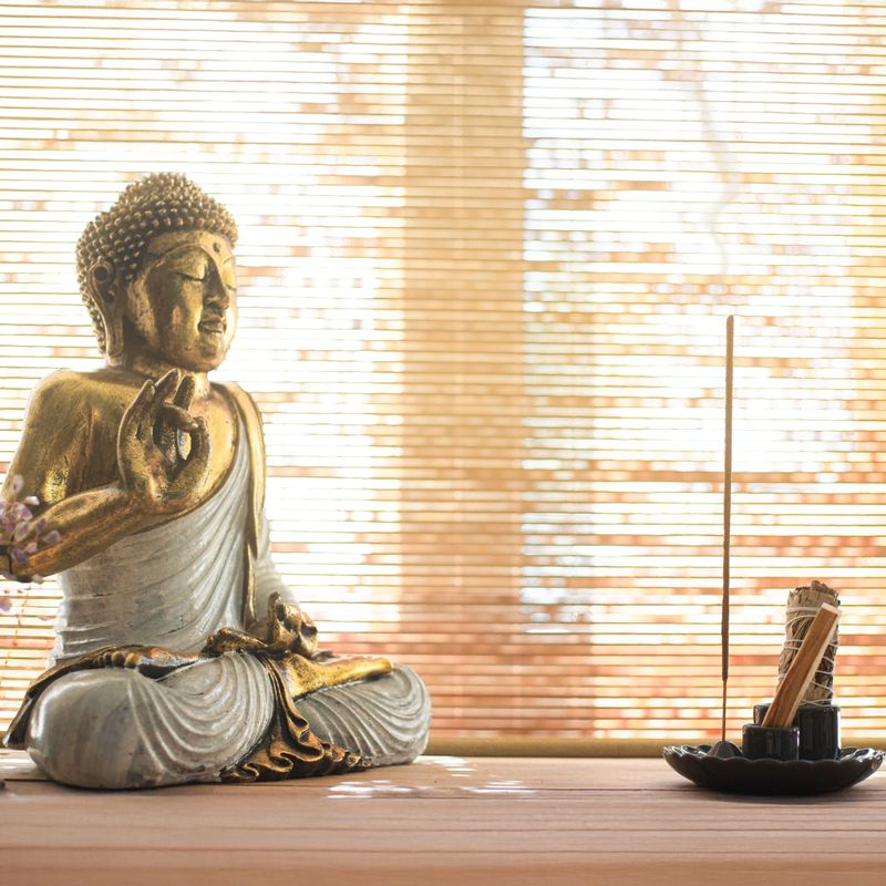 Teal & Gold Buddha - Extra Large 30cm - Earth Touching (Enlightment)