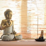 Teal & Gold Buddha - Extra Large 30cm - Earth Touching (Enlightment)
