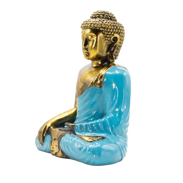 Teal & Gold Buddha - Extra Large 30cm - Earth Touching (Enlightenment) - Centrepiece