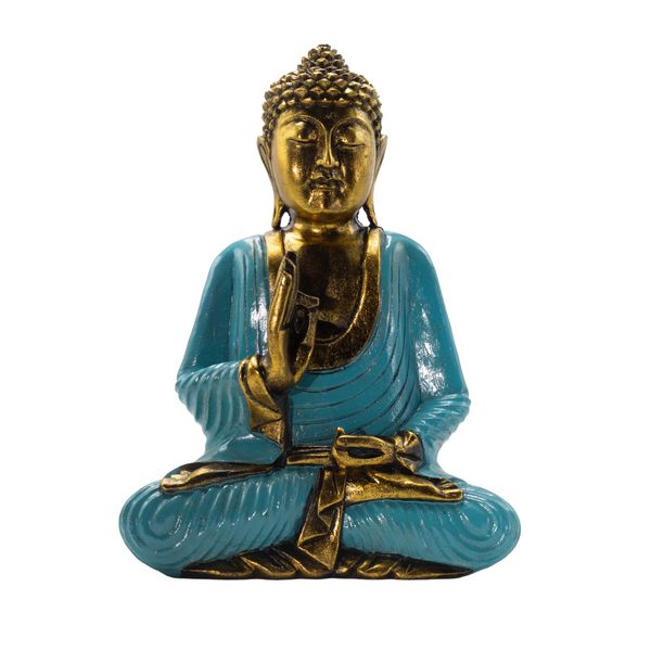 Teal & Gold Buddha - Extra Large 40cm - Vitarka Mudra (Wisdom) - Statement Piece