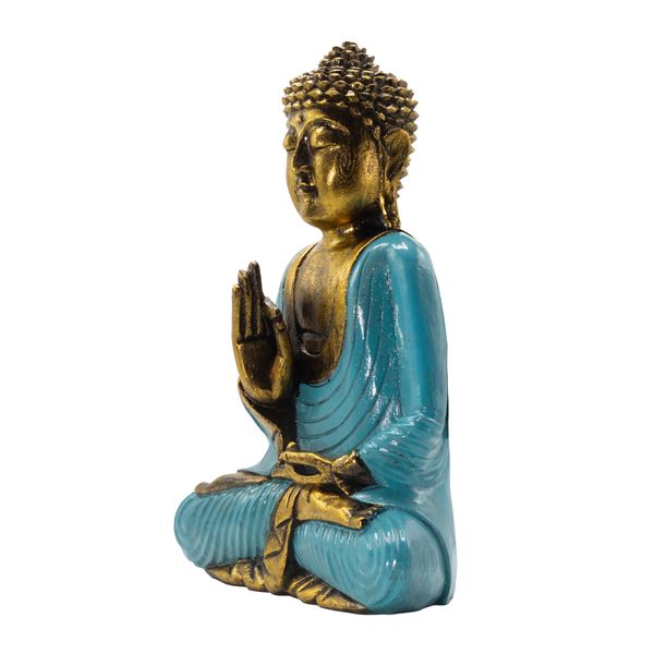 Teal & Gold Buddha - Extra Large 40cm - Vitarka Mudra (Wisdom) - Statement Piece