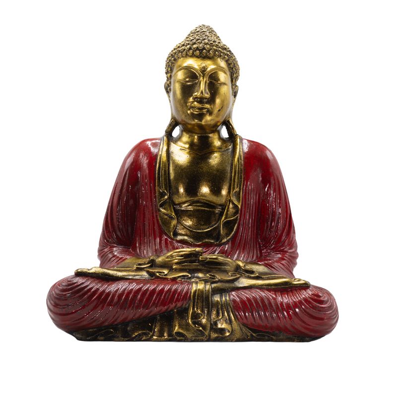 Red & Gold Buddha - Extra Large 40cm -  Duyana Mudra (Meditation)