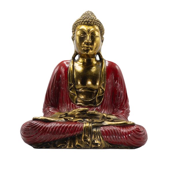 Red & Gold Buddha - Extra Large 40cm - Dhyana Mudra (Meditation)- Statement Piece