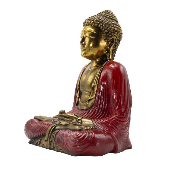Red & Gold Buddha - Extra Large 40cm - Dhyana Mudra (Meditation)- Statement Piece