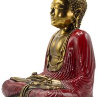 Red & Gold Buddha - Extra Large 40cm -  Duyana Mudra (Meditation)