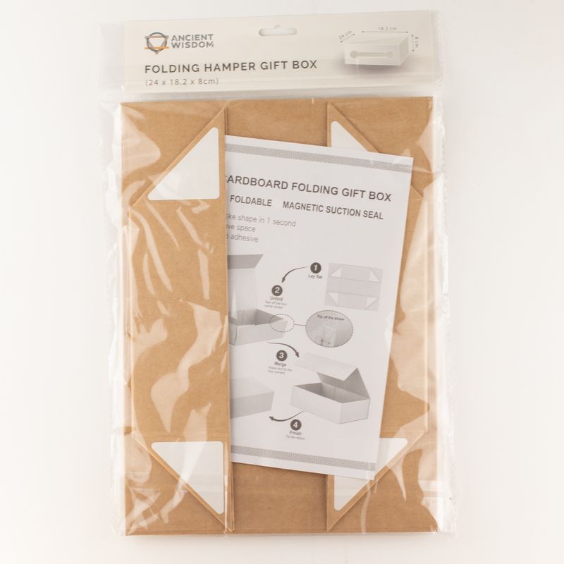Flat Pack Gift Box - Med Hamper  (24x18.2x8cm) - Brown Craft