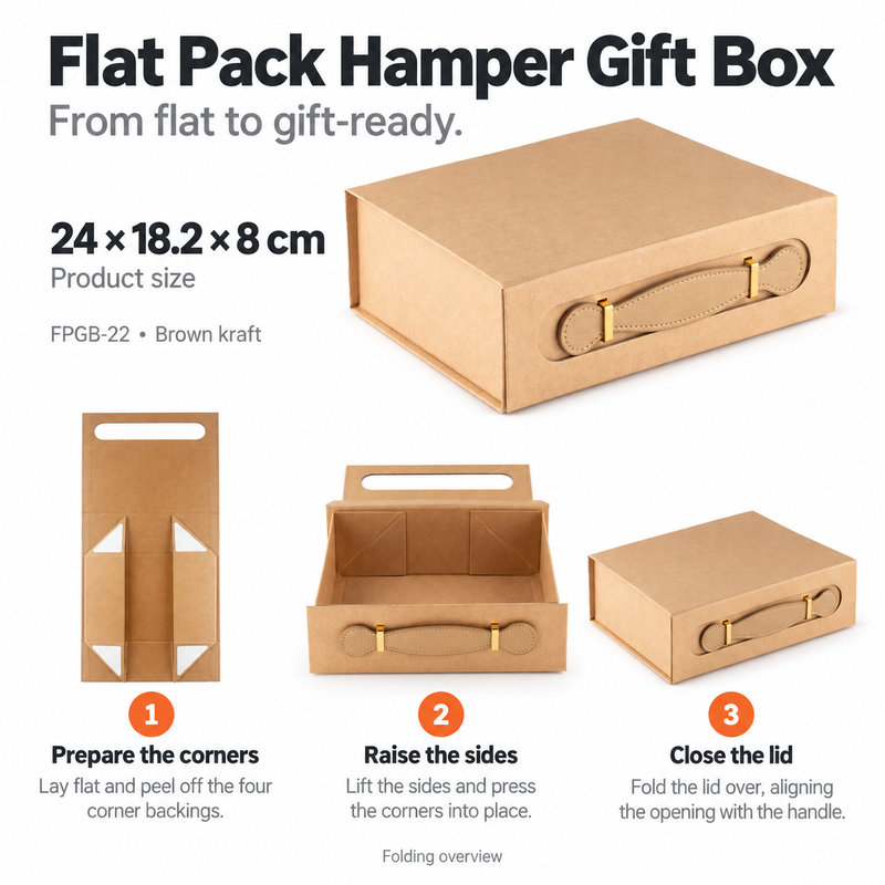 Flat Pack Gift Box - Med Hamper  (24x18.2x8cm) - White