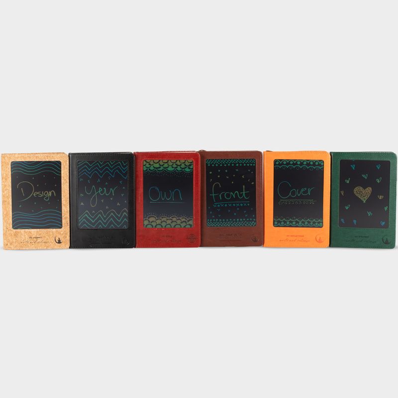 Intention Note Book - LCD Wipe Screen - Brown Leather Effect - Brass Leaf - 80 Leafs