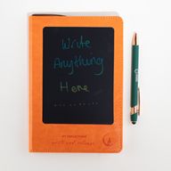 Intention Note Book - LCD Wipe Screen - Orange Leather Effect - Brass Leaf - 80 Leafs