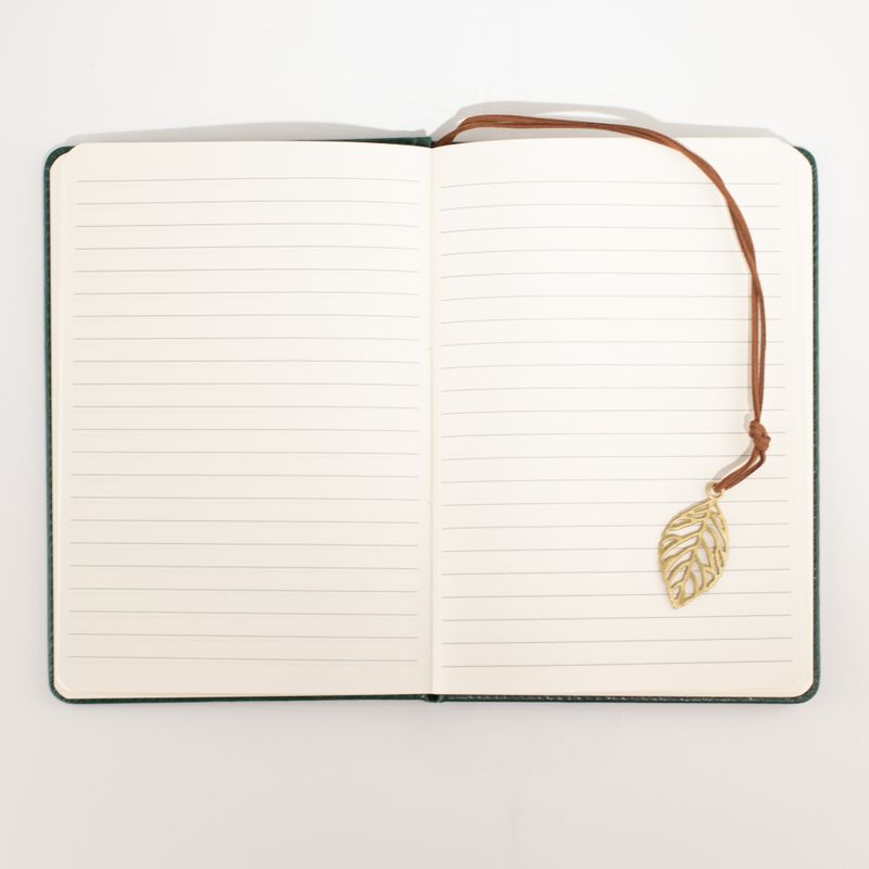 Intention Note Book - LCD Wipe Screen - Green Leather Effect - Brass Leaf - 80 Leafs