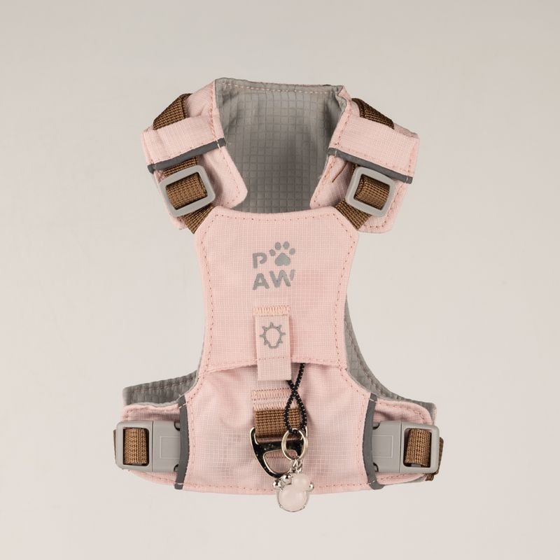 PAW - XS (2-4Kg) Dog Step-in Guardian Harness with Reflective Mesh - Soft Pink - Rose Quartz Charm