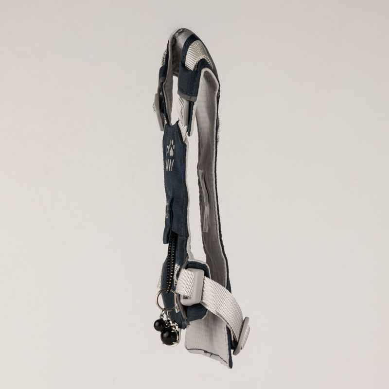 PAW - S (4-8Kg) Dog Step-in Guardian Harness with Reflective Mesh - Rock Grey - Black Obsidian Charm