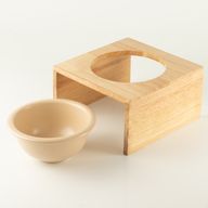 PAW Food Bowls - Lrg Single Ceramic in Wooden Stand - 14cm