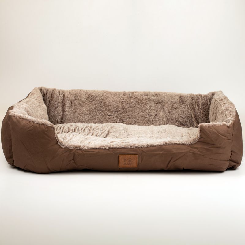 Paw Bed - Medium Plush Teddy Brown - 70x55x18cm