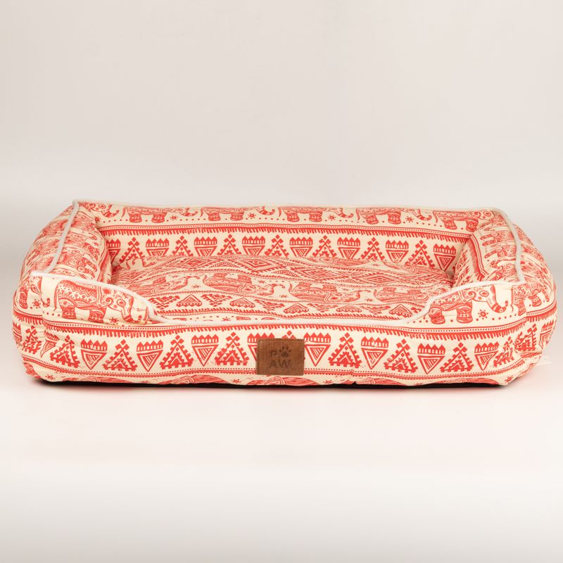 Paw Bed - Lucky Elephant - Red 60x50x14cm