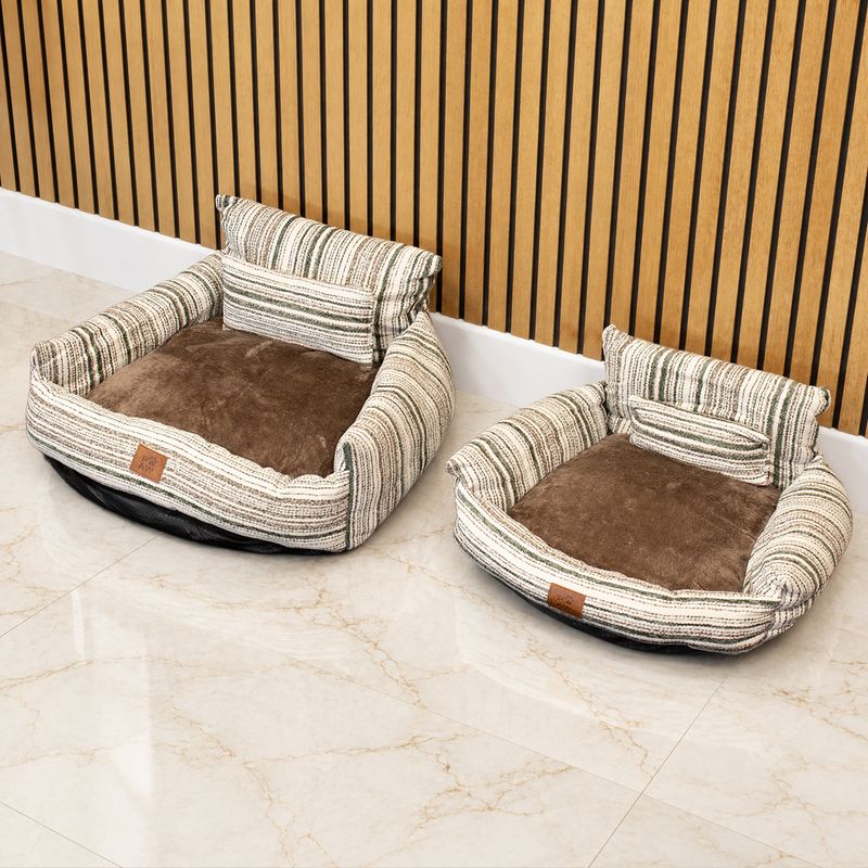 Paw Bed - Medium Sofa - Brown Stripes - 60x60x28cm