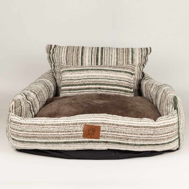 Paw Bed - Medium Sofa - Brown Stripes - 60x60x28cm