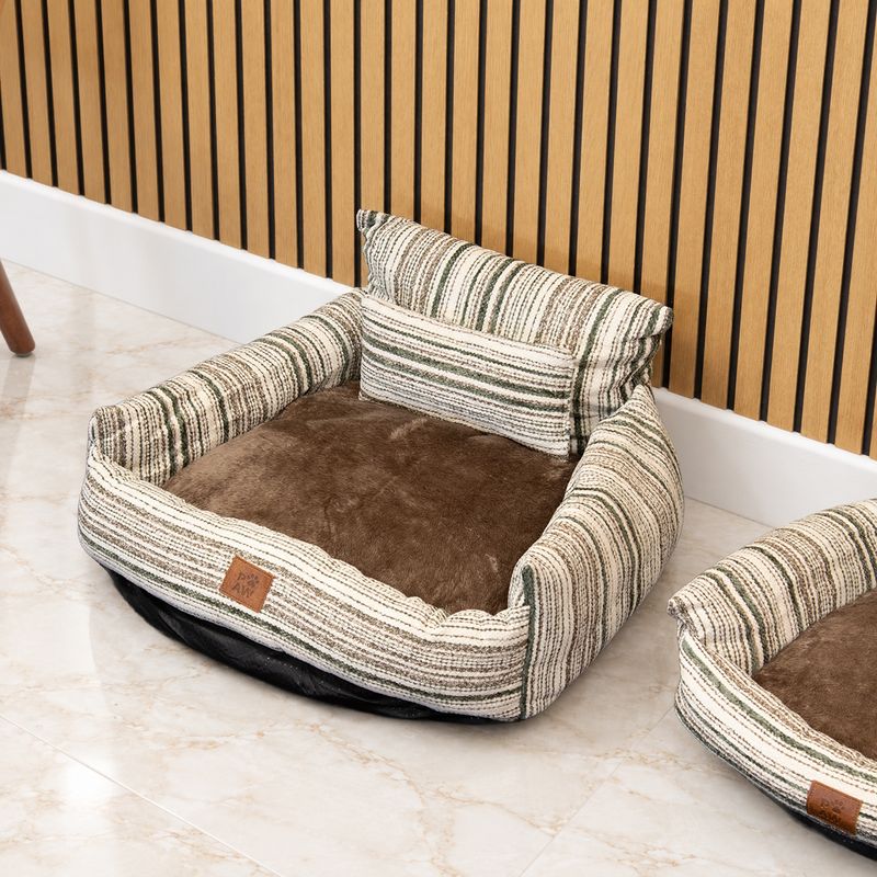 Paw Bed - Medium Sofa - Brown Stripes - 60x60x28cm