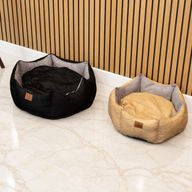 Paw Bed - Medium Royal Crown - Sand & Grey - 50x50x26cm