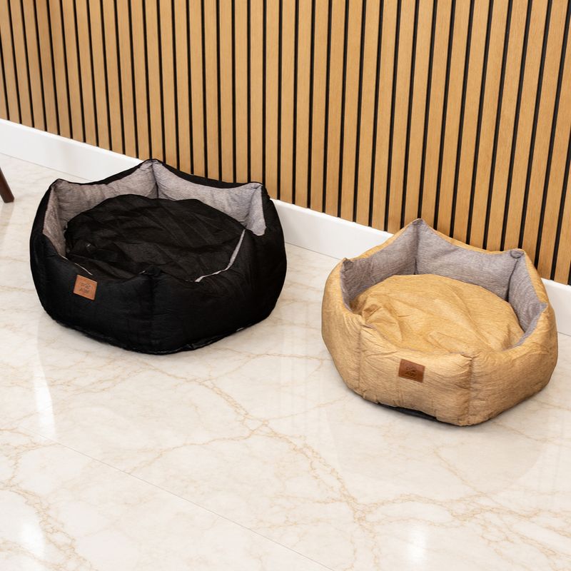 Paw Bed - Medium Royal Crown - Sand & Grey - 50x50x26cm