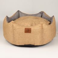 Paw Bed - Medium Royal Crown - Sand & Grey - 50x50x26cm