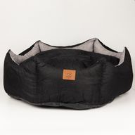 Paw Bed - Large Royal Crown - Black & Grey - 50x50x26cm