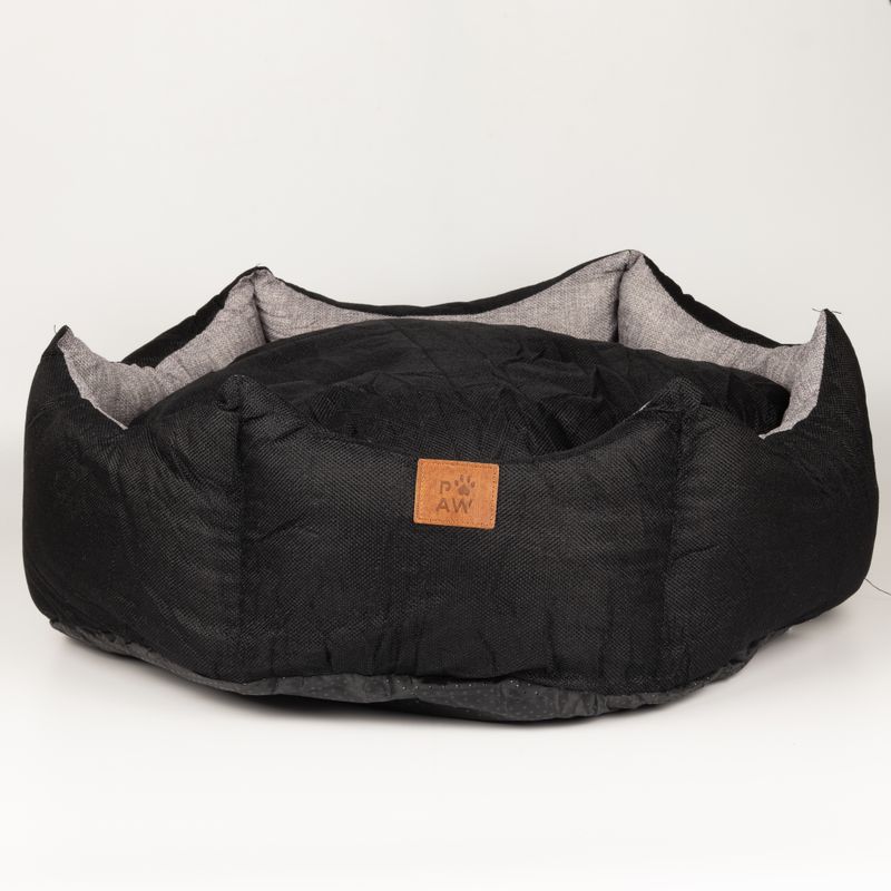 Paw Bed - Large Royal Crown - Black & Grey - 50x50x26cm