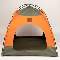 Paw Bed - Green & Orange Tent - 48x48x40cm