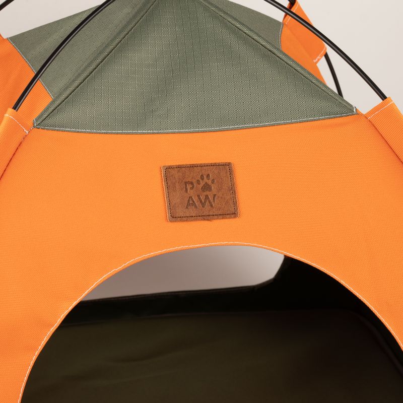 Paw Bed - Green & Orange Tent - 48x48x40cm