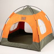Paw Bed - Green & Orange Tent - 48x48x40cm