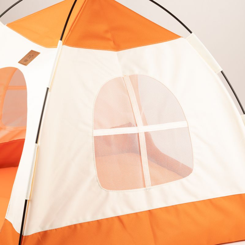 Paw Bed - Beige & Orange Tent - 58x58x48cm
