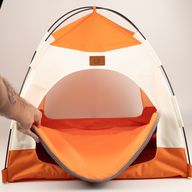 Paw Bed - Beige & Orange Tent - 58x58x48cm