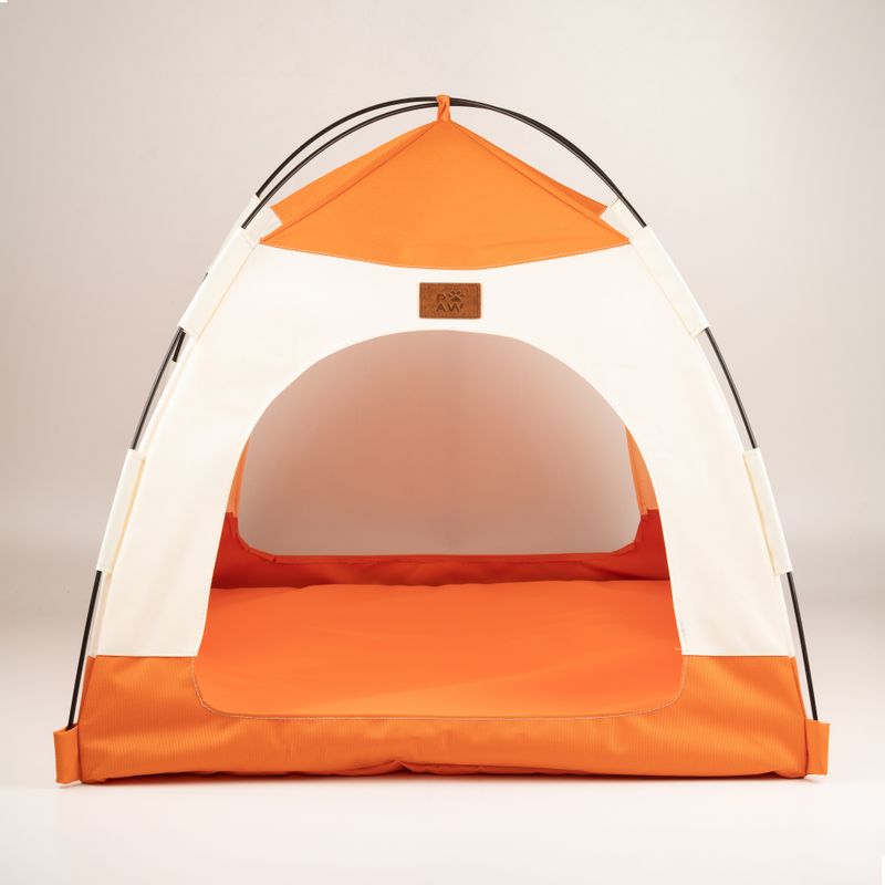 Paw Bed - Beige & Orange Tent - 58x58x48cm