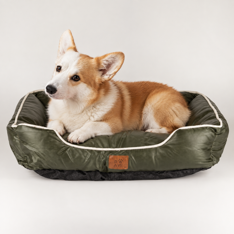 Paw Bed - Small Khaki Green - 60x50x15cm