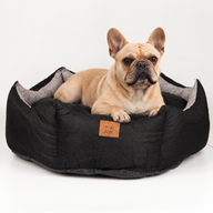 Paw Bed - Large Royal Crown - Black & Grey - 50x50x26cm