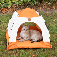 Paw Bed - Beige & Orange Tent - 58x58x48cm